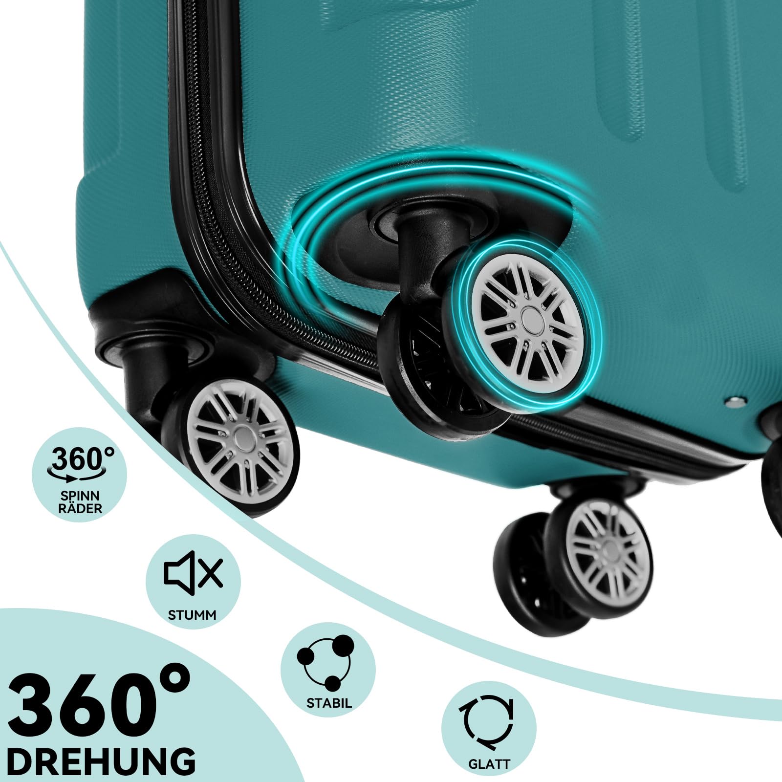 BEIBYE 2045 Zwillingsrollen 3tlg. Reisekoffer Koffer Kofferset Trolleys Hartschale in 20 Farben (Dunkelgrün)