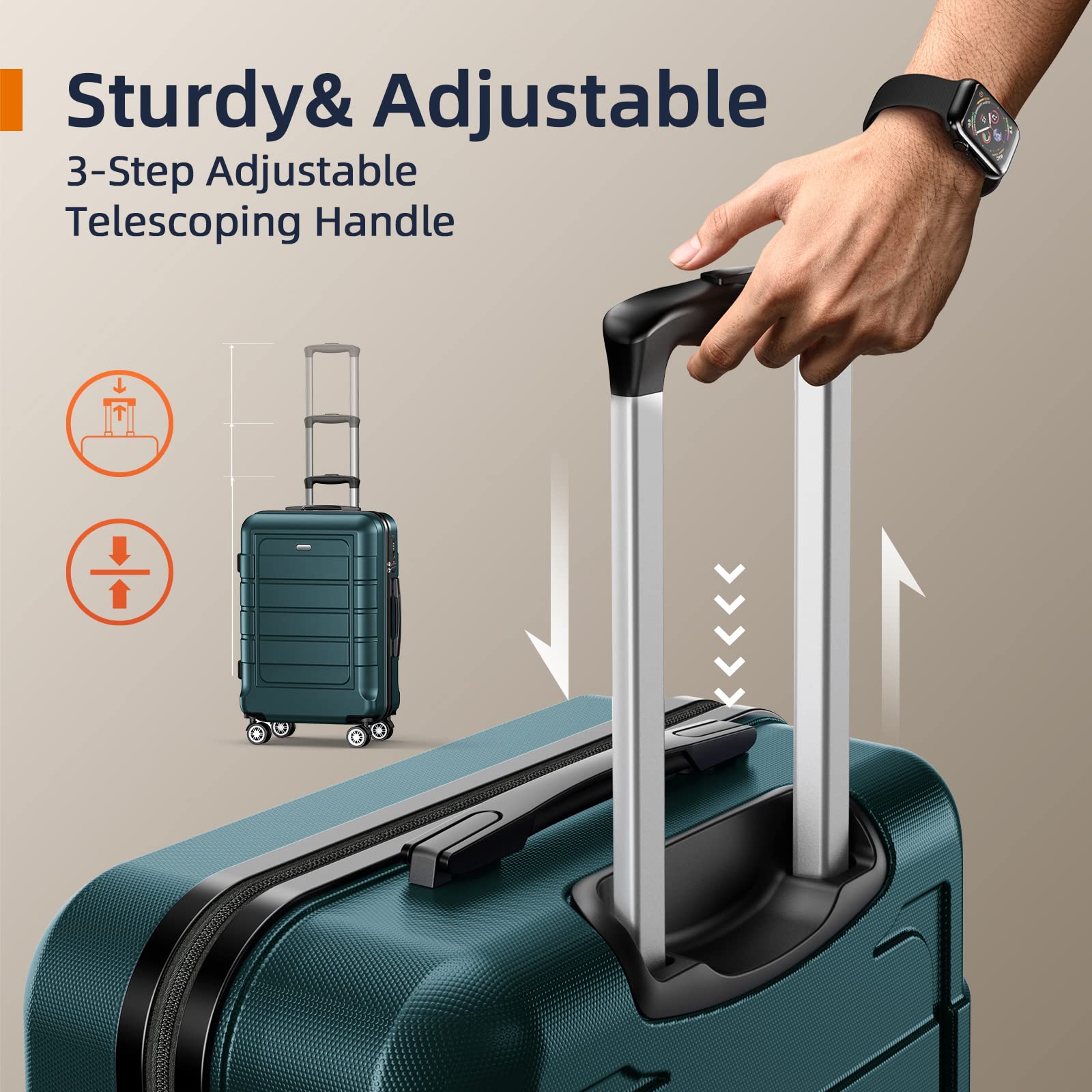 SHOWKOO Kofferset 3 Teilig Hartschale Leicht ABS+PC Erweiterbar Reisekoffer Haltbar Trolley Handgepäck Sets mit TSA Schloss und 4 Rollen