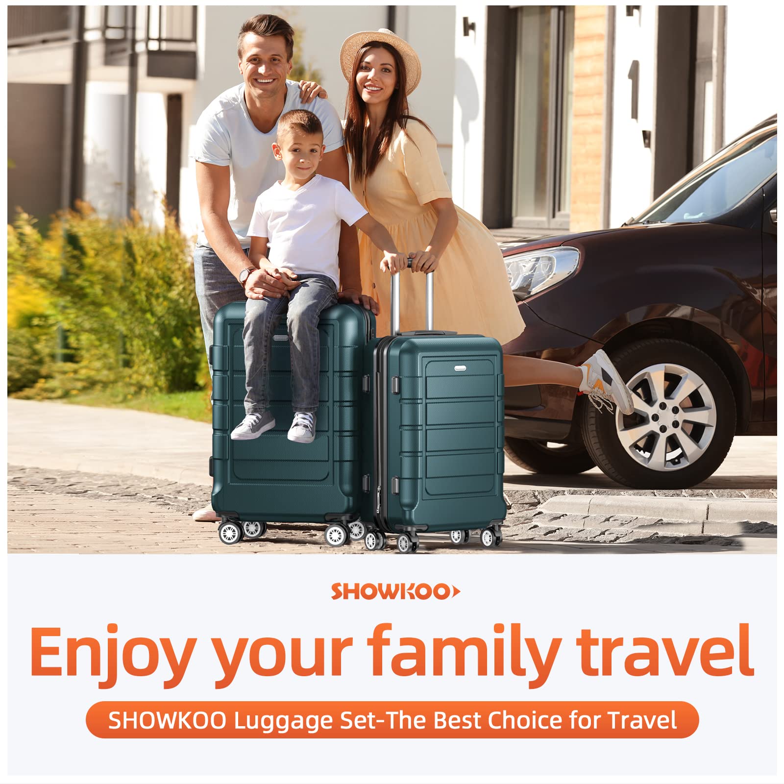 SHOWKOO Kofferset 3 Teilig Hartschale Leicht ABS+PC Erweiterbar Reisekoffer Haltbar Trolley Handgepäck Sets mit TSA Schloss und 4 Rollen