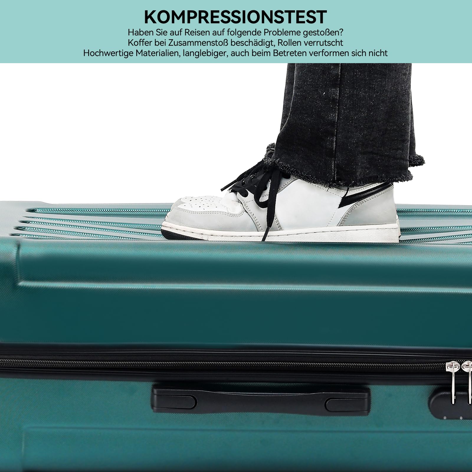 BEIBYE 2045 Zwillingsrollen 3tlg. Reisekoffer Koffer Kofferset Trolleys Hartschale in 20 Farben (Dunkelgrün)