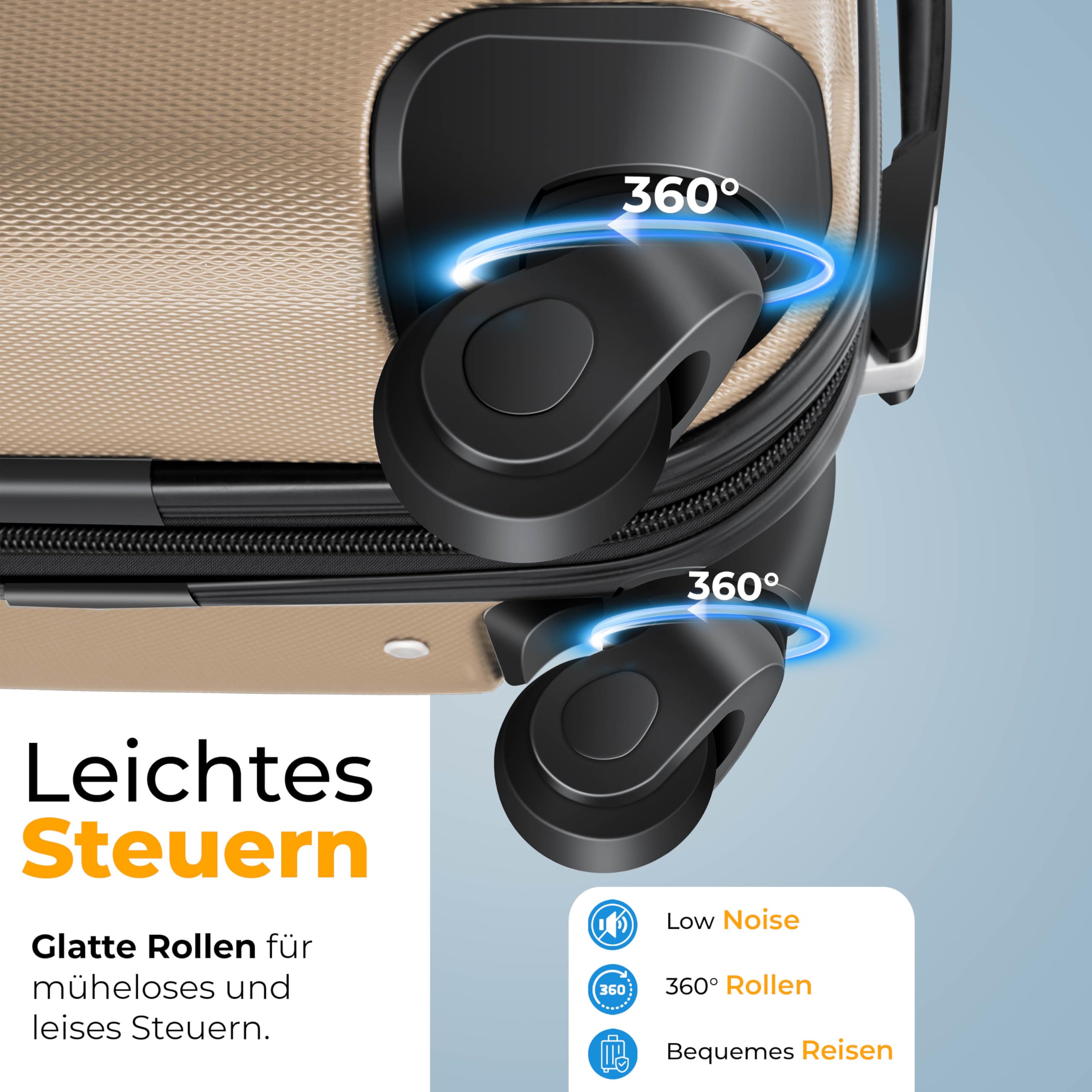 KESSER® 4tlg. Hartschalenkofferset, ABS Hartschale, Trolley Koffer mit 4 Rollen, Teleskopgriff, inkl. Kofferwaage & Anhänger