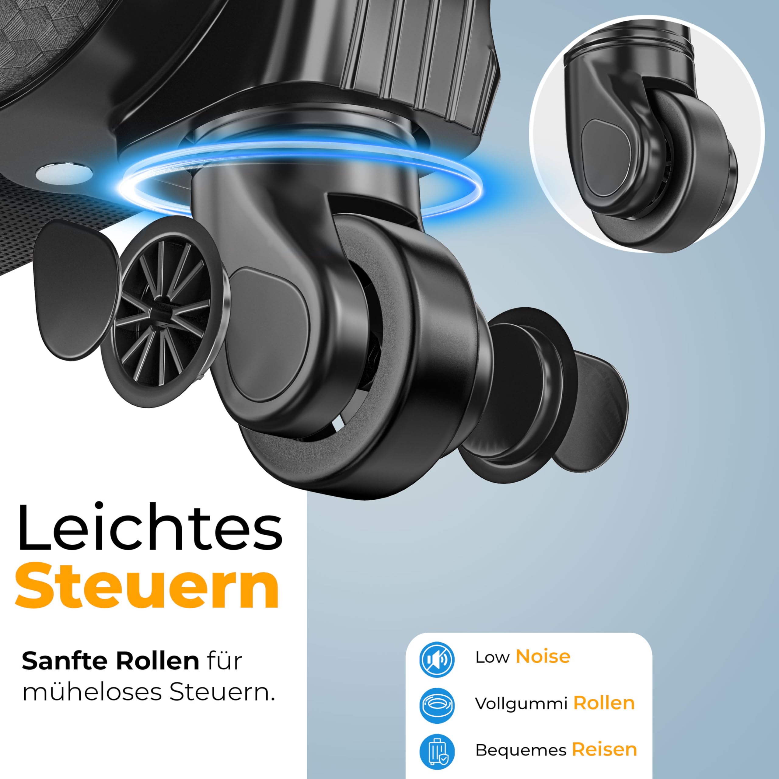 KESSER® 4tlg. Stoff Reisekoffer Set mit TSA-Zahlenschloss, 360° Rollen, Teleskopgriff, Handgepäck, große Koffer & Kosmetiktasche