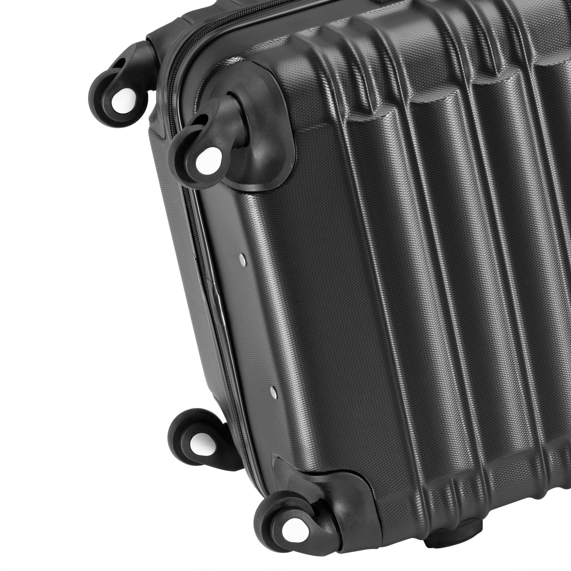 Zelsius Koffer Set 4-teilig Schwarz, ABS Hartschale mit Zahlenschloss, 4 Rollen, Innen-Trennwand, Handgepäck & große Koffer