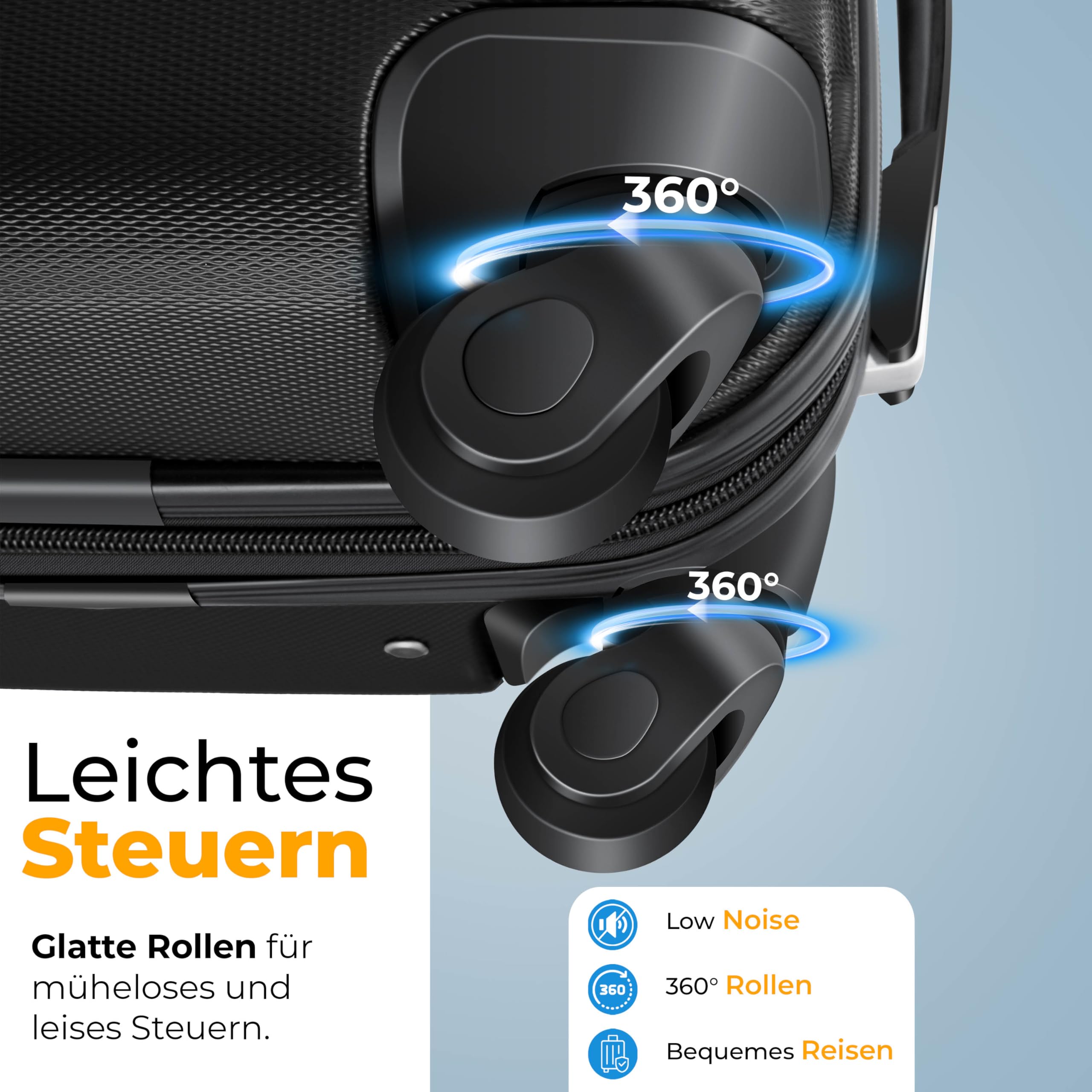SHOWKOO 3tlg. Kofferset Hartschale ABS+PC, erweiterbar, 4 Rollen, TSA-Schloss, Leicht & stabil, Reisekoffer Handgepäck Trolley (M-L-XL)