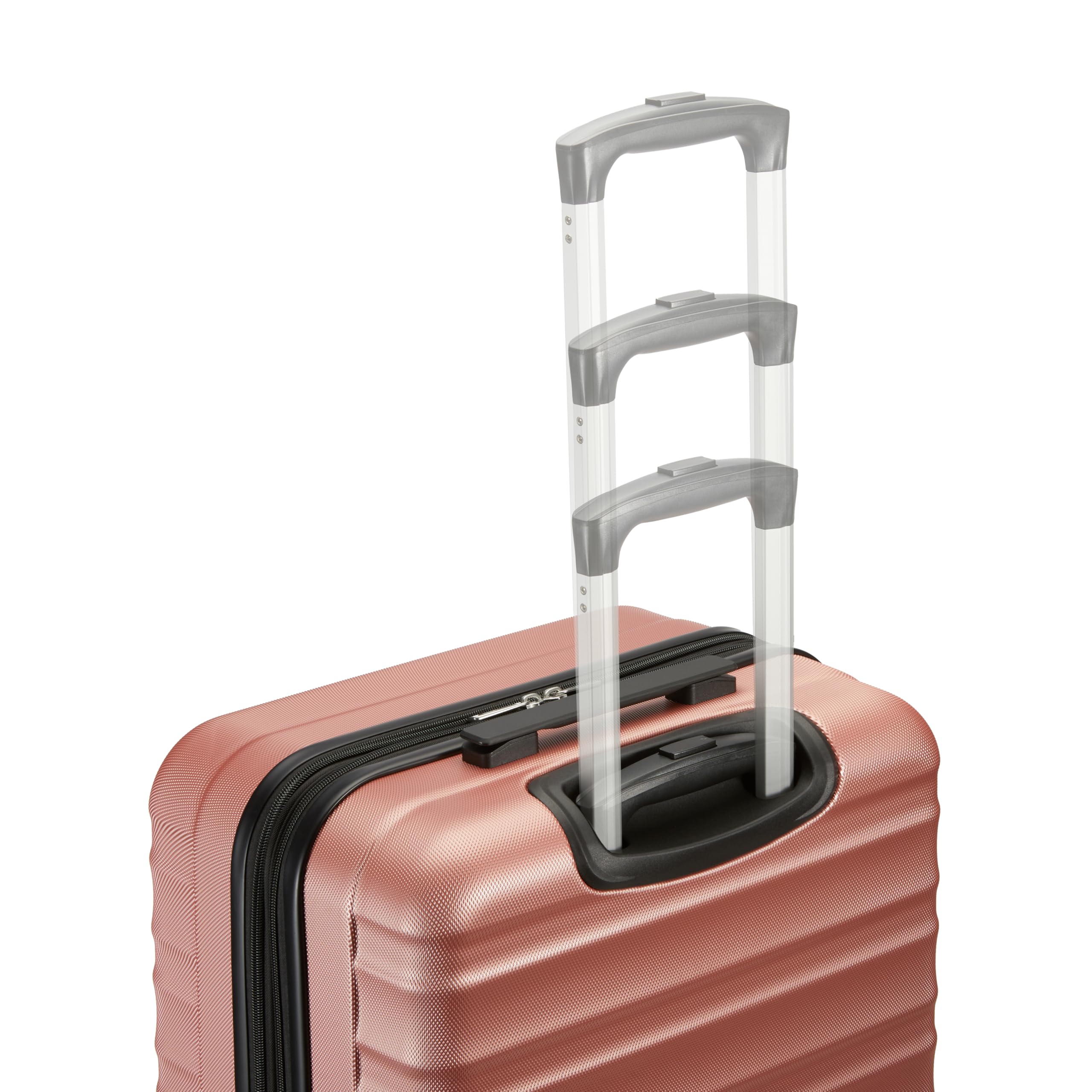 Amazon Basics Hartschalen-Koffer-Set, 2 Stück Erweiterbares Gepäck-Set (55, 78 cm), Kratzfeste ABS-Schale, 4 Rollen, Roségold
