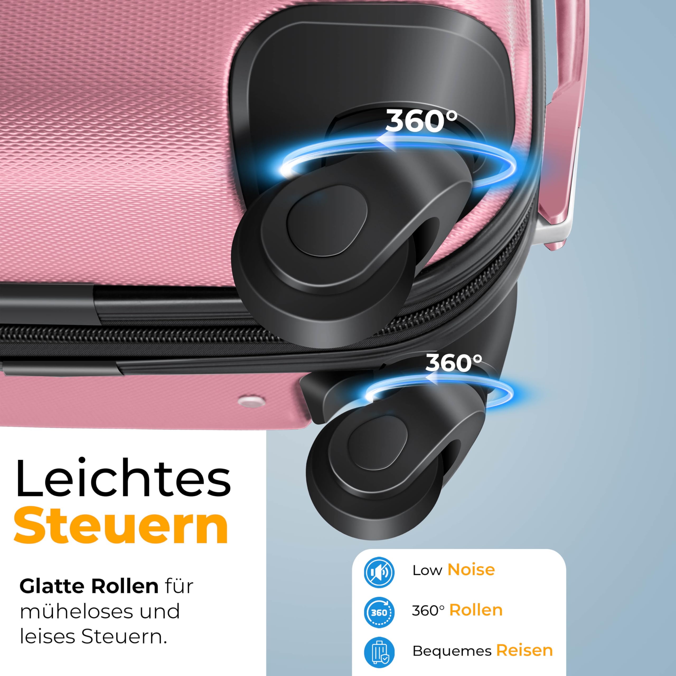 KESSER® 3tlg. Hartschalenkofferset, ABS Hartschale, Trolley Koffer mit 4 Rollen, Teleskopgriff, inkl. Kofferwaage & Gepäckanhänger, M-L-XL