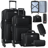KESSER® 4tlg. Stoff Reisekoffer Set mit TSA-Zahlenschloss, 360° Rollen, Teleskopgriff, Handgepäck, große Koffer & Kosmetiktasche
