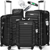 SHOWKOO 3tlg. Kofferset Hartschale ABS+PC, erweiterbar, 4 Rollen, TSA-Schloss, Leicht & stabil, Reisekoffer Handgepäck Trolley (M-L-XL)